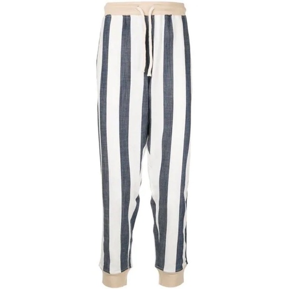 NWT Drole De Monsieur Blue & White Striped Joggers - Picture 1 of 13